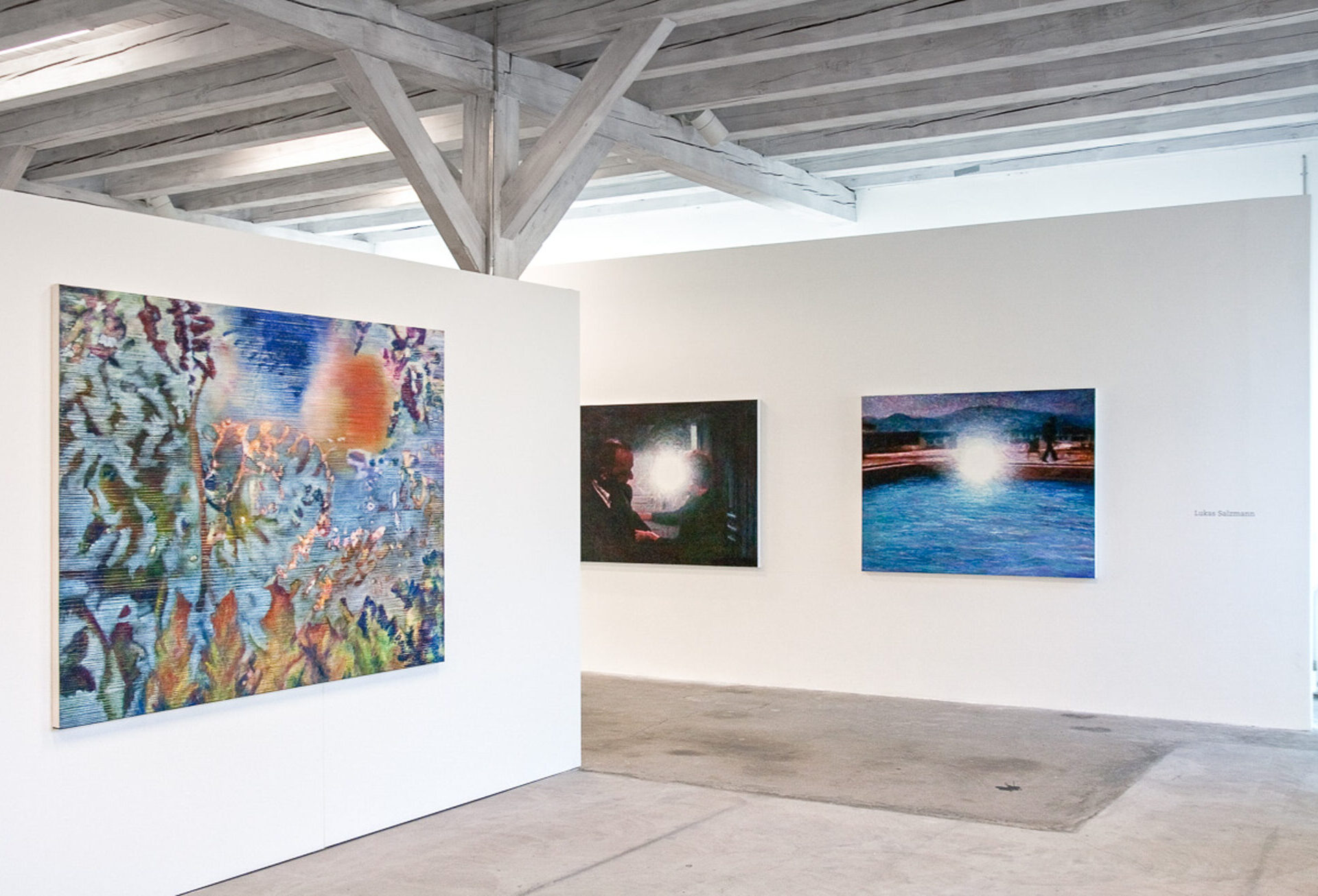 Gabriela Signer, Wachsbilder (links), Lukas Salzmann, Malerei